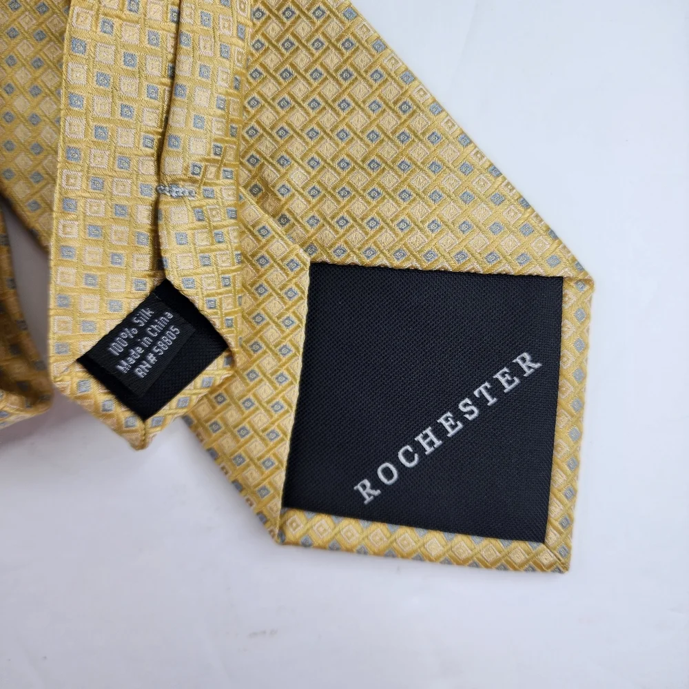 ROCHESTER Yellow & Blue Silk Tie.